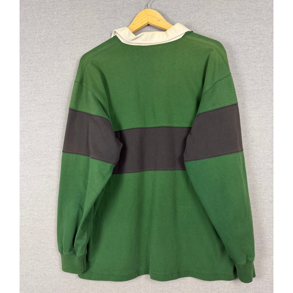 Vintage Polo Sport Ralph Lauren Rugby Shirt Green Black Long Sleeve Mens M 90s - Picture 2 of 7